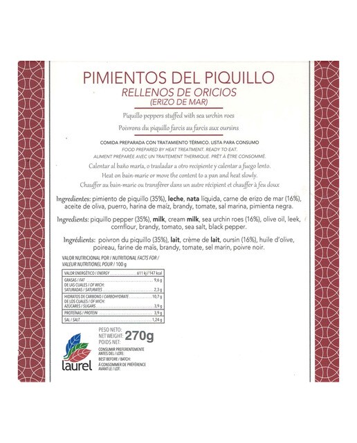 Pimientos del piquillo rellenos de oricios Laurel 2