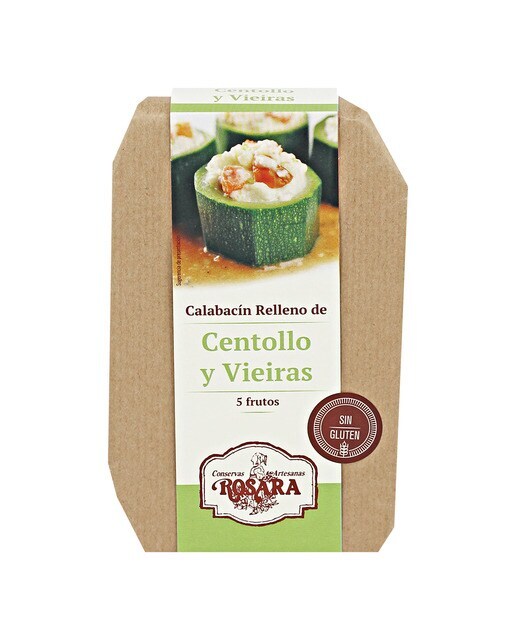 Calabacín relleno de centollo y vieiras Rosara