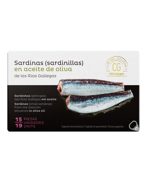 Sardinas pequeñas 15/19 piezas en aceite de oliva El Club del Gourmet 1