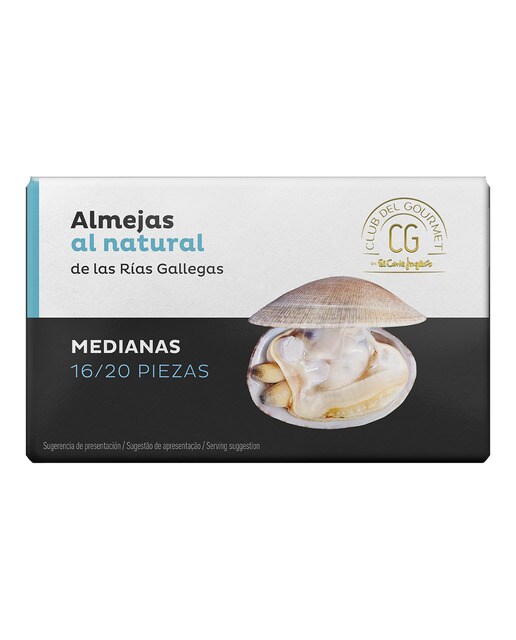 Almejas de las rías gallegas al natural 16-20 piezas Club del Gourmet 1