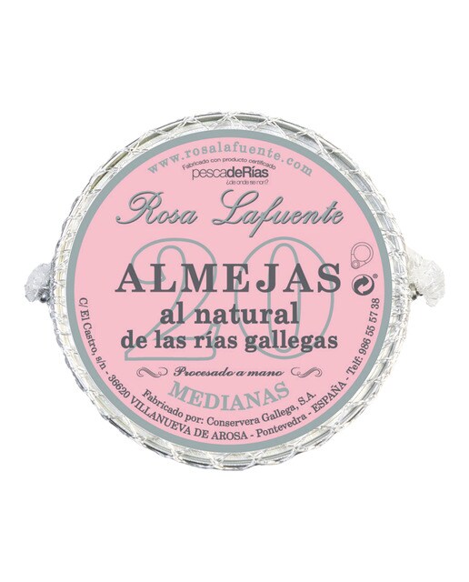 Almejas al natural de las rías gallegas "Pesca de Rías" 20 piezas Rosa Lafuente 1