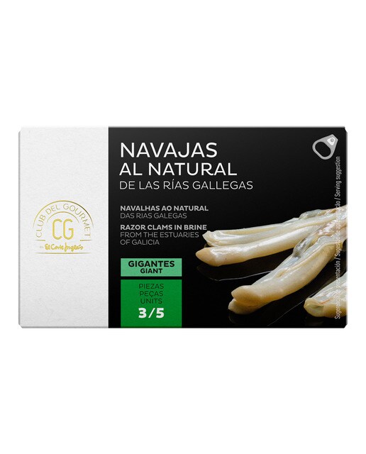 Navajas de las rías gallegas al natural gigantes 3-5 piezas Cub del Gourmet 1