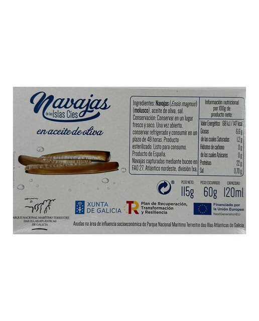 Navajas de las islas Cíes en aceite de oliva Navalladascíes 4