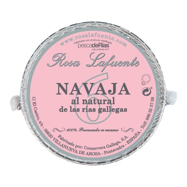 Imagen 0 de Navajas al natural de las rías gallegas "DOP Pescaderías" 5 piezas Rosa Lafuente