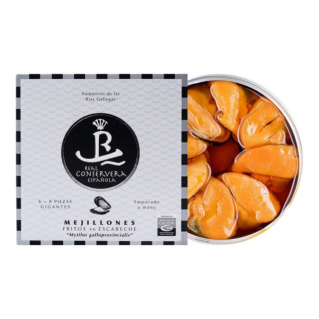 Mejillones gigantes en escabeche picante de las rías gallegas Real Conservera Española 6/8 piezas