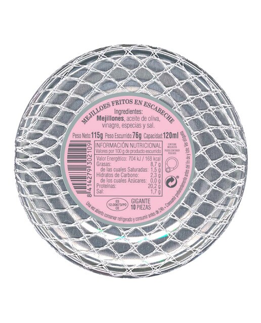 Mejillones fritos en escabeche de las rías gallegas "DOP Mejillón de Galicia" 10 piezas grandes Rosa Lafuente 2