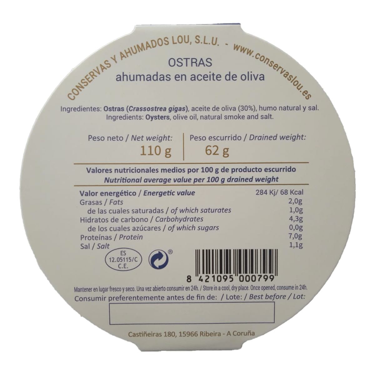 Ostras ahumadas en aceite de oliva Don Reinaldo 2