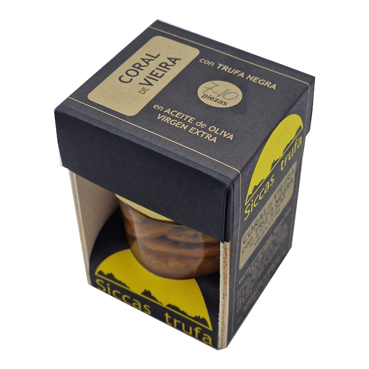 Coral de vieira con trufa negra en aceite de oliva virgen extra Siccas Trufa 3