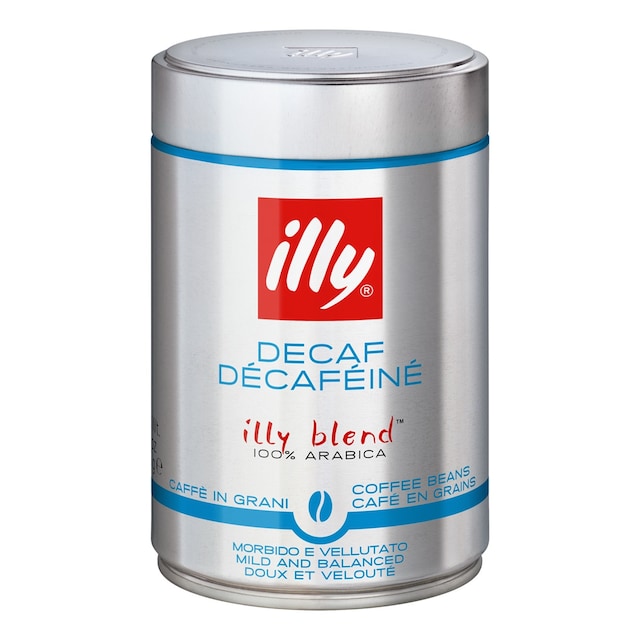 Café en grano descafeinado Illy blend 100% Arábica