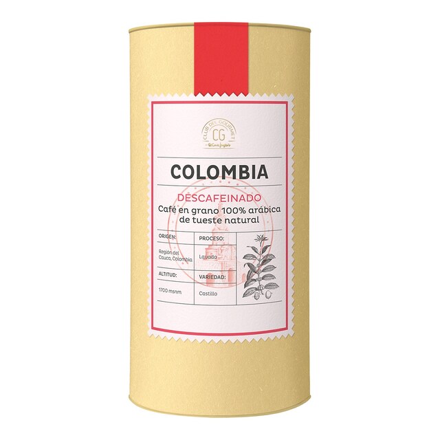 Café descafeinado en grano tueste natural 100% Arábica origen Colombia Club del Gourmet