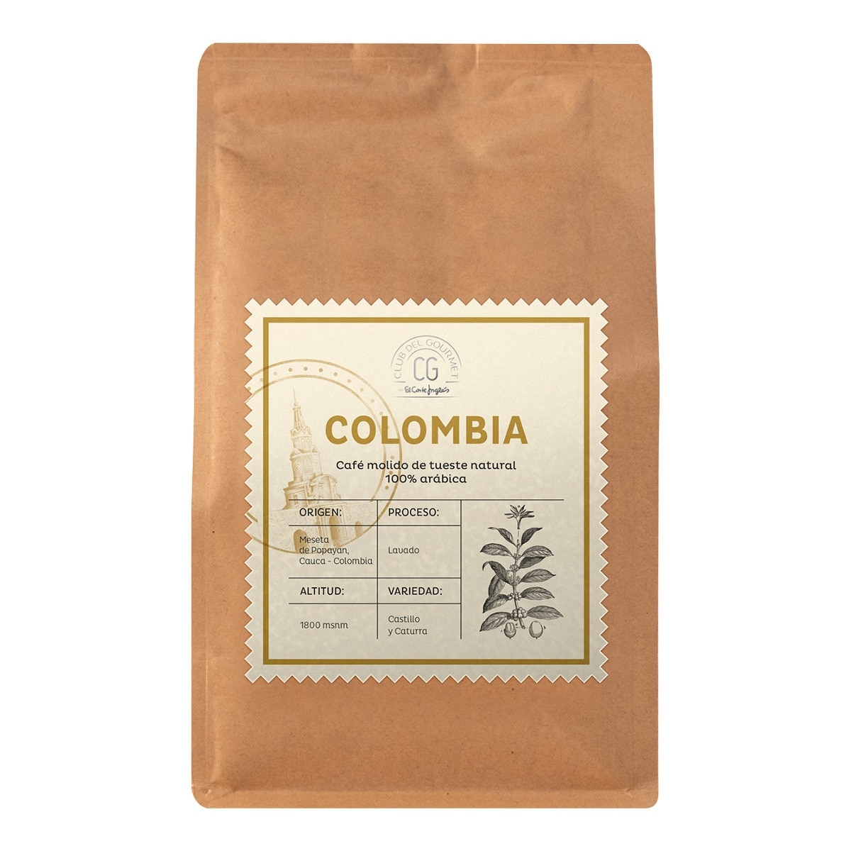 Imagen 0 de Café molido tueste natural 100% Arábica origen Colombia Club del Gourmet
