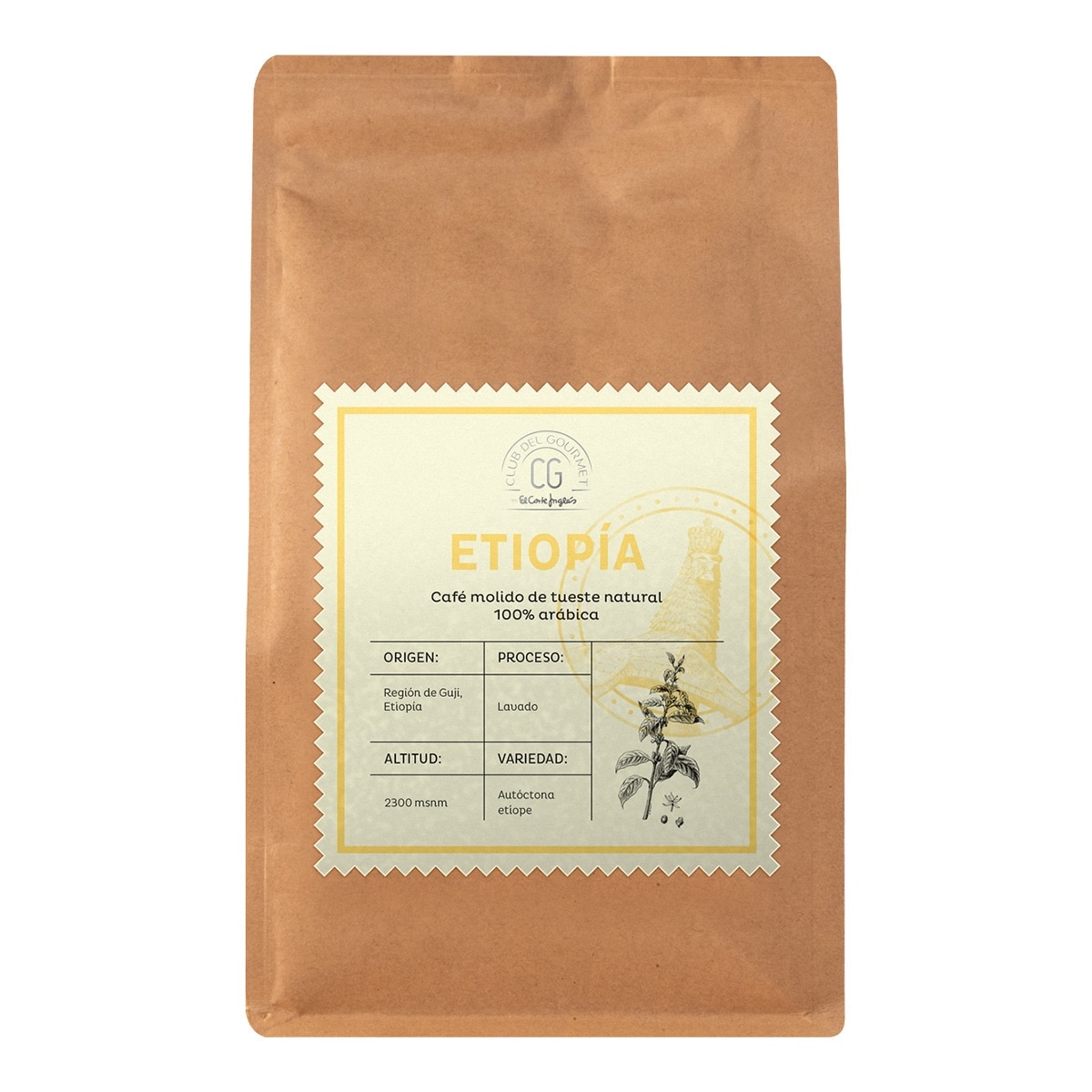 Imagen 0 de Café molido tueste natural 100% Arábica origen Etiopía Club del Gourmet