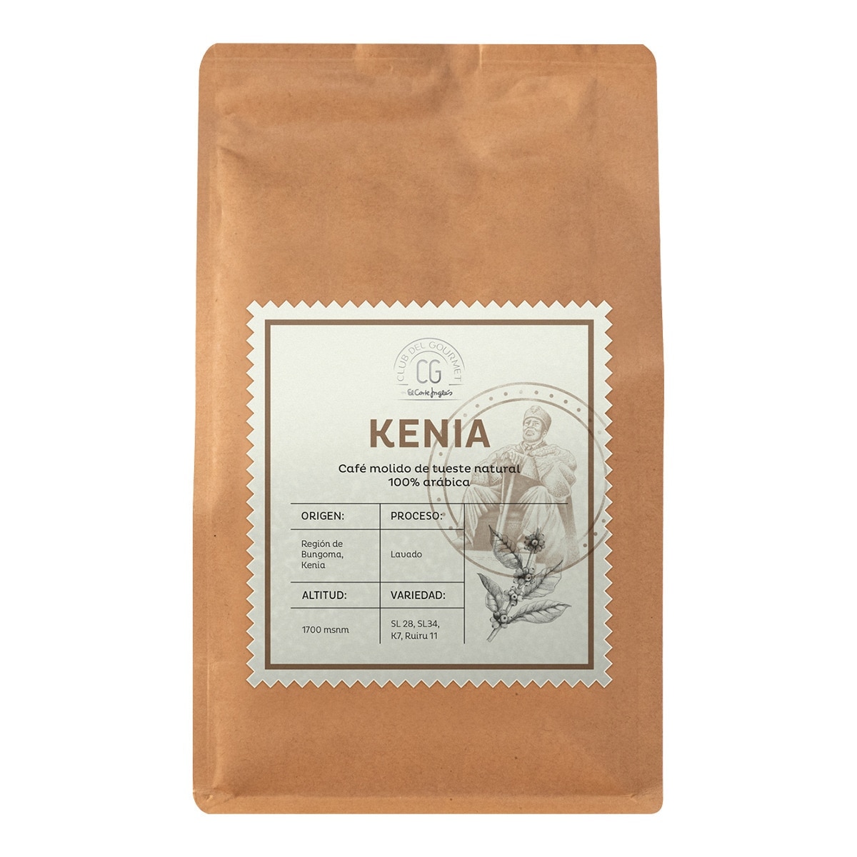 Imagen 0 de Café molido tueste natural 100% Arábica origen Kenya Club del Gourmet