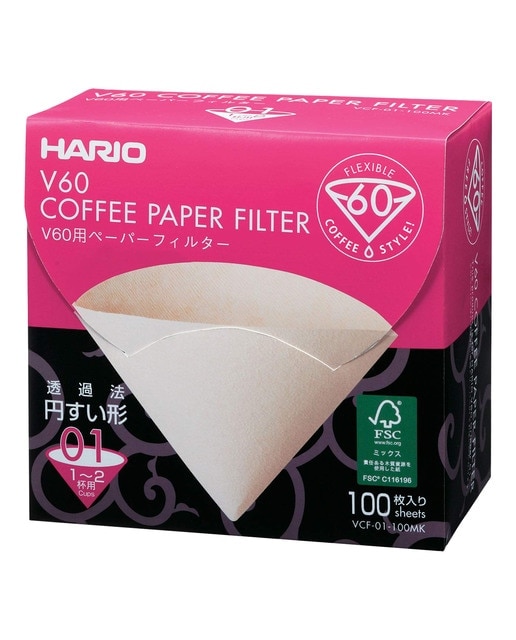 Filtro de café V60 02 sin blanquear 100 unidades Hario 1