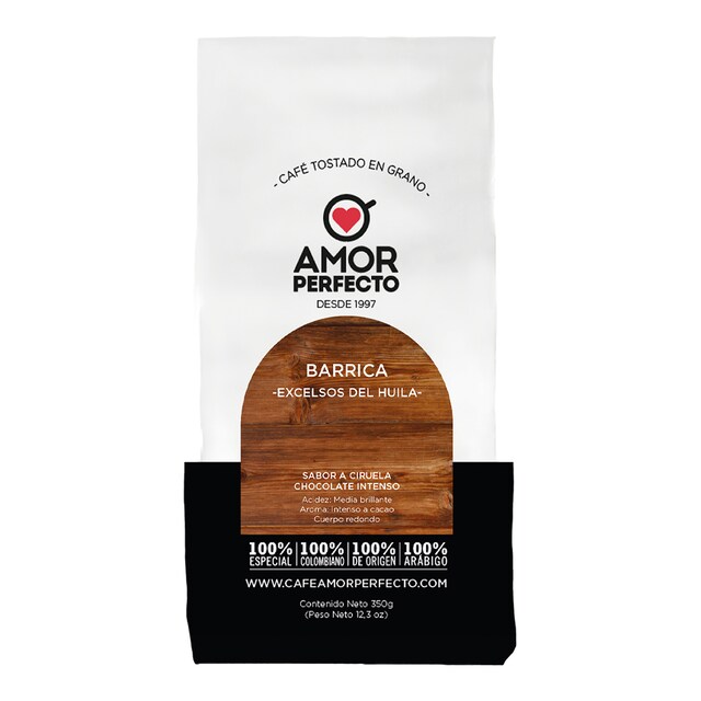 Café en grano de especialidad Barrica Colombia tostado en origen Amor Perfecto