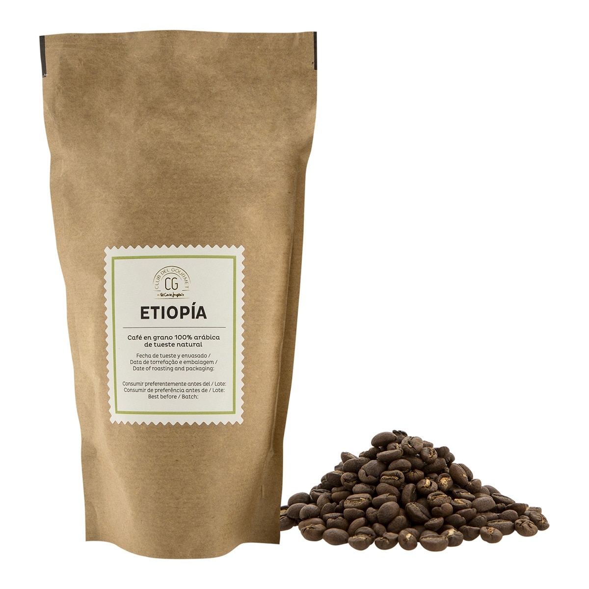 Café en grano tueste natural 100% Arábica origen Etiopía Club del Gourmet 2