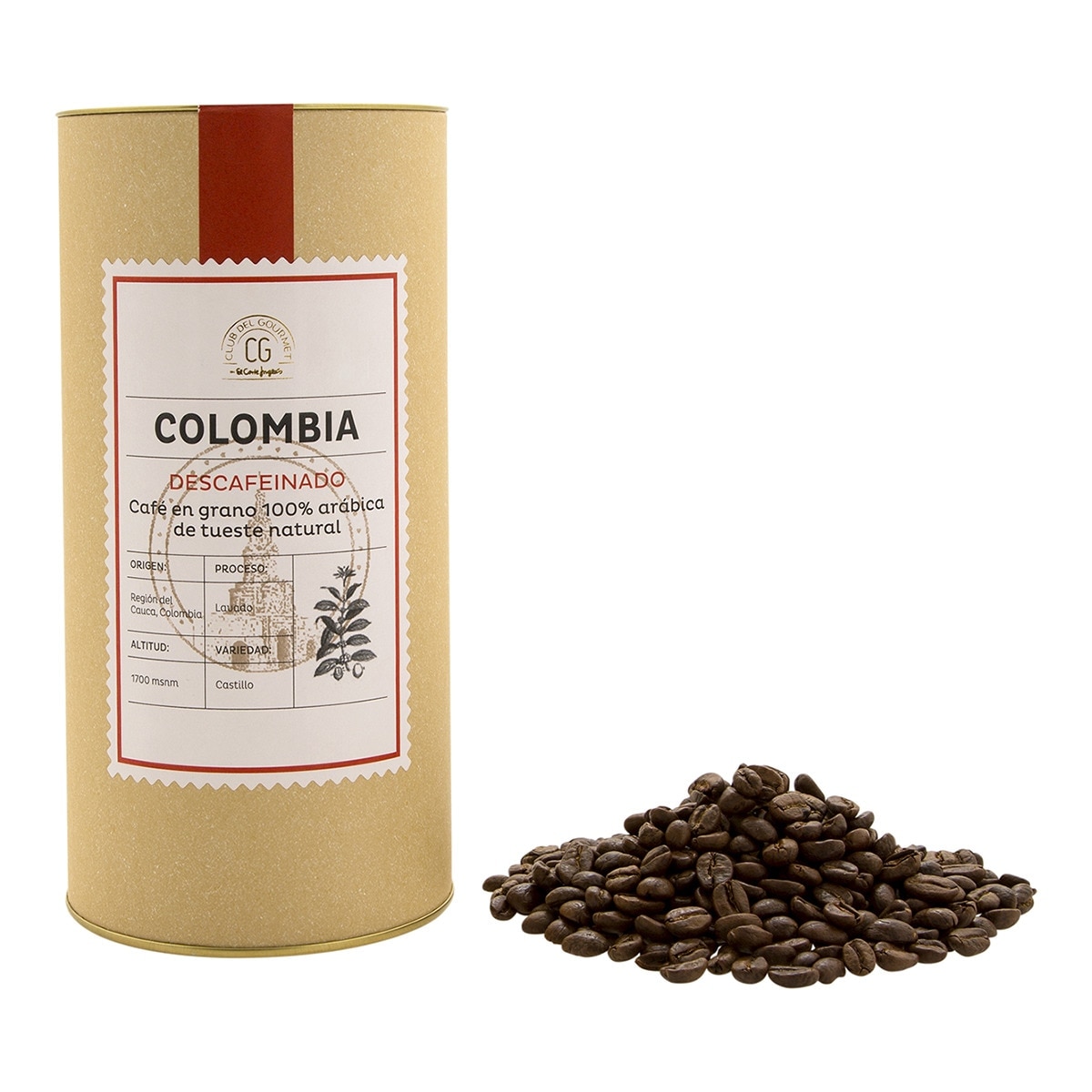 Café descafeinado en grano tueste natural 100% Arábica origen Colombia Club del Gourmet 3