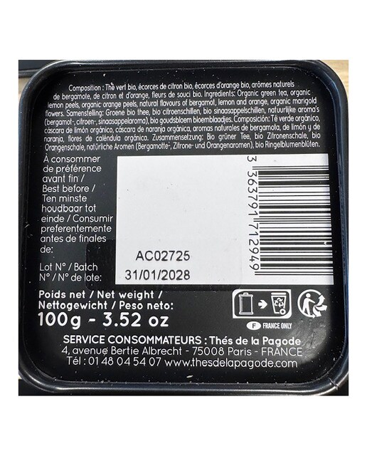 Imagen 3 de Té verde de frutas cítricas Thés de La Pagode