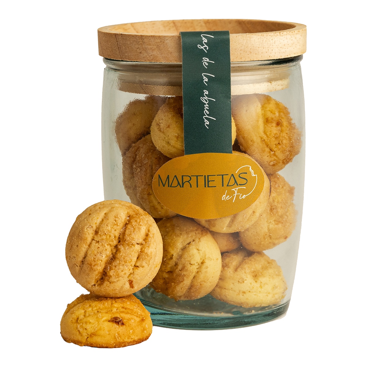 Imagen 0 de Galletas abizcochadas artesanales de naranja en bote vidrio reciclado y madera