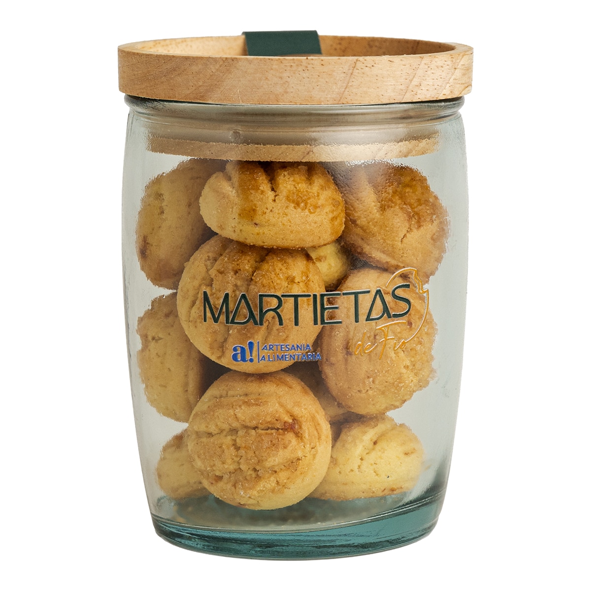 Galletas abizcochadas artesanales de naranja en bote vidrio reciclado y madera 3