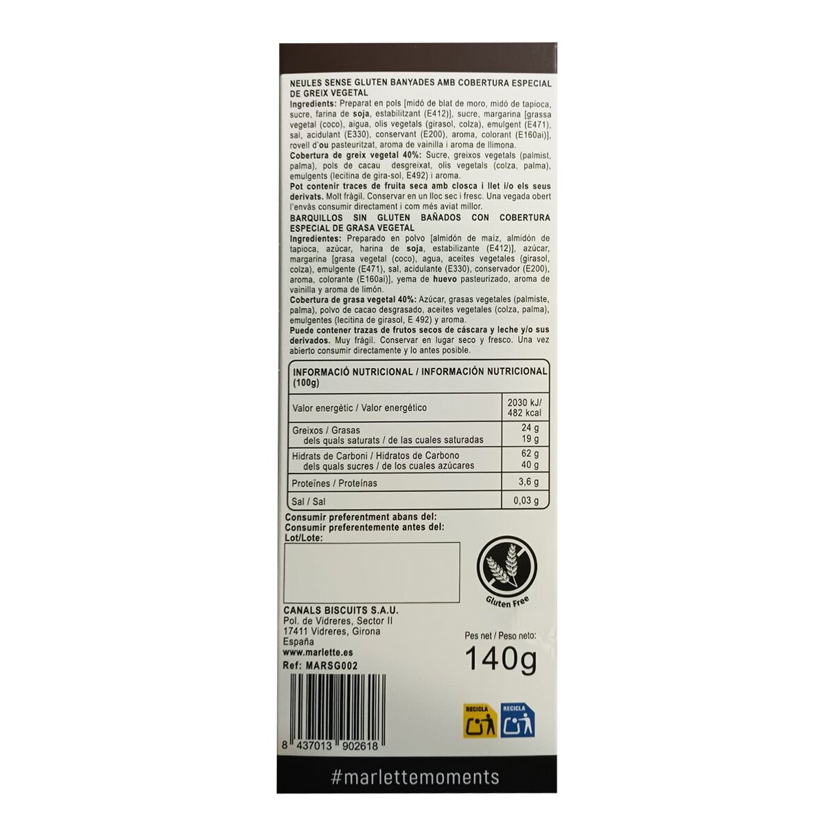 Barquillos Neulas sin gluten con chocolate Marlette 2