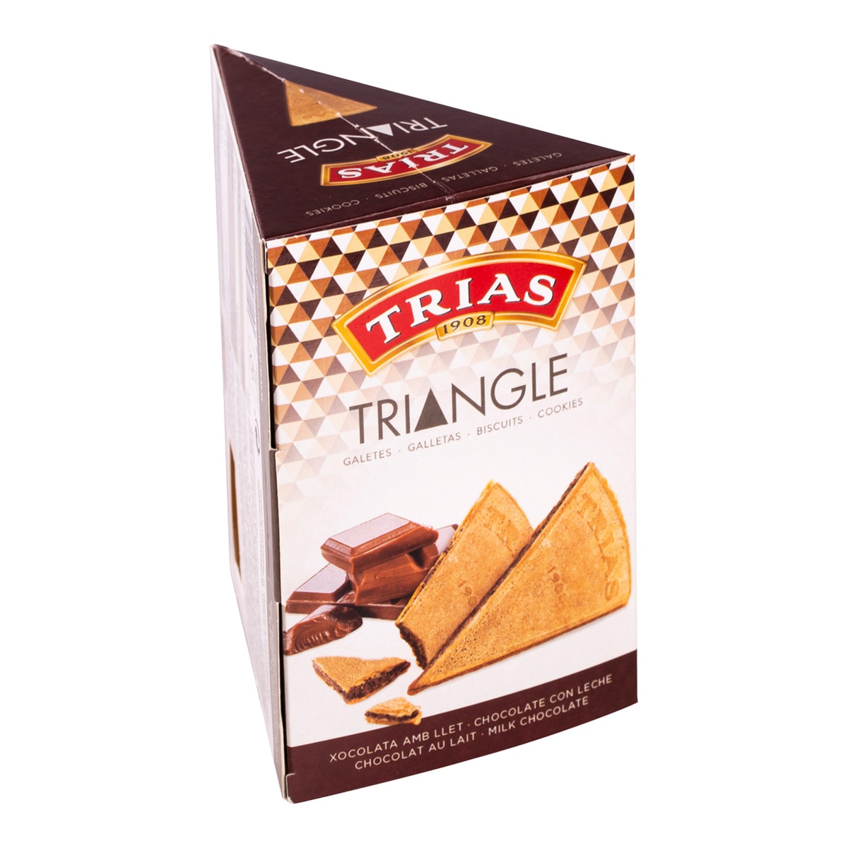 Imagen 0 de Galletas Triángulo a base de almendra con chocolate con leche Trias