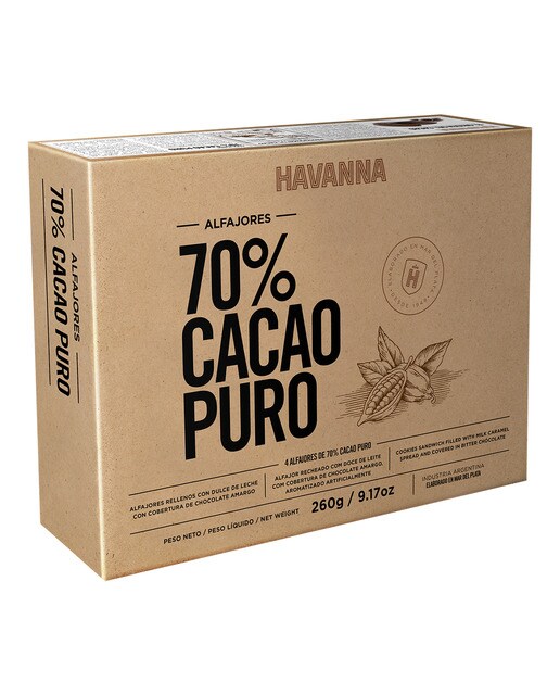 Imagen 0 de Alfajores 70% cacao puro Havanna