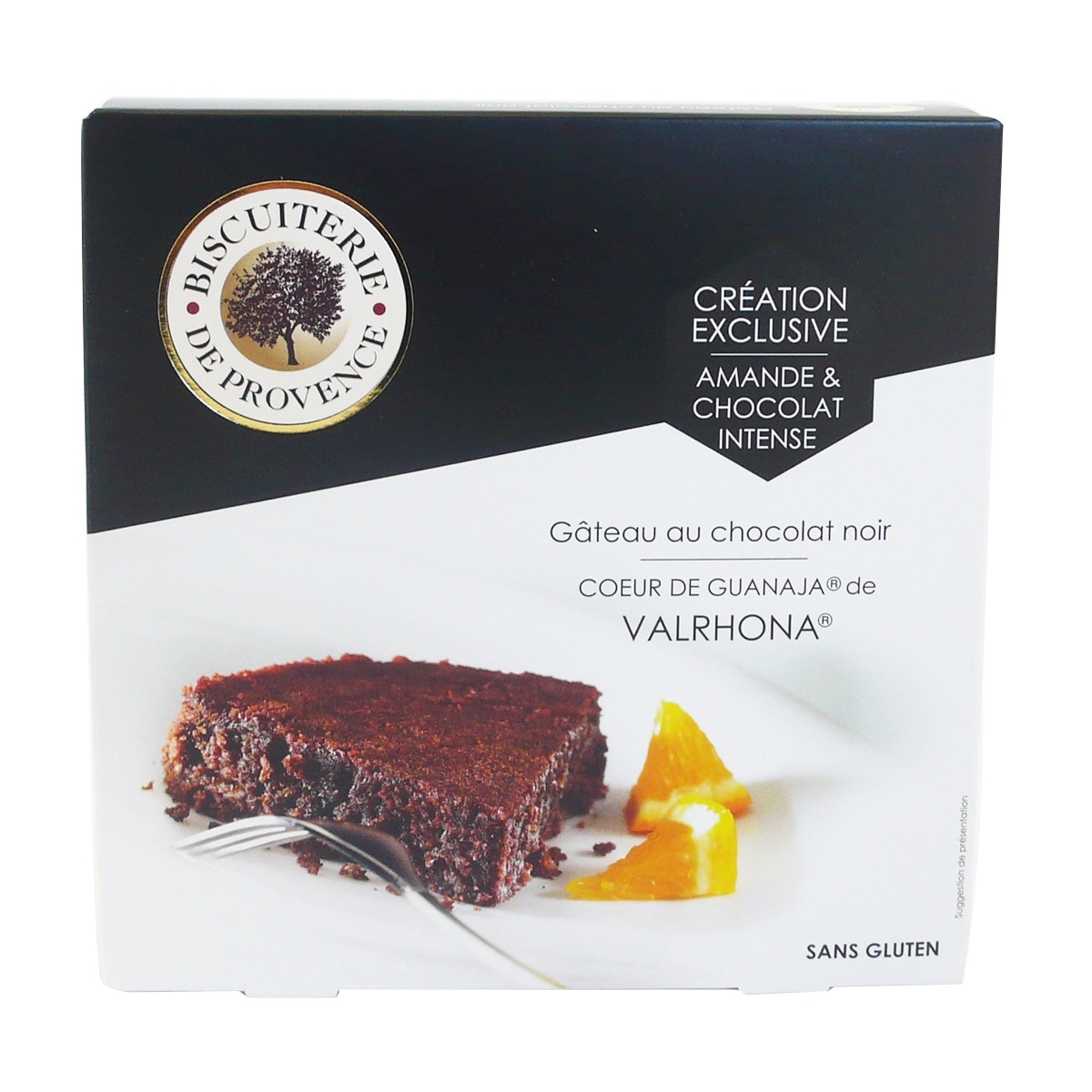 Tarta de almendra y chocolate negro corazón de Guanaja Valrhona Biscuiterie de Provence 1