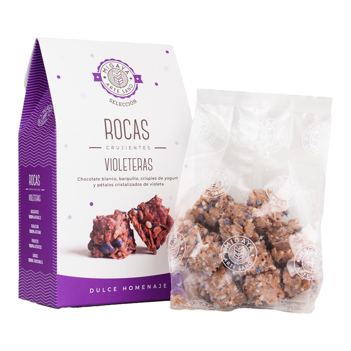 Bombón de roca crujiente violeteras Migaya 2