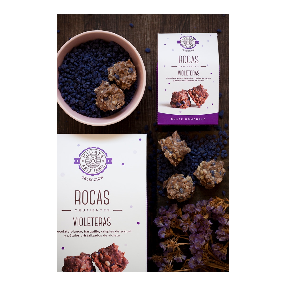 Bombón de roca crujiente violeteras Migaya 5