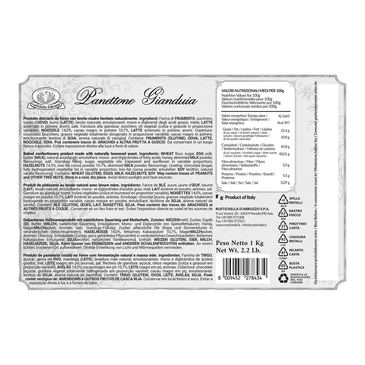 Imagen 3 de Panettone Gianduia de chocolate y cáscara de naranja confitada Rustichella d'Abruzzo