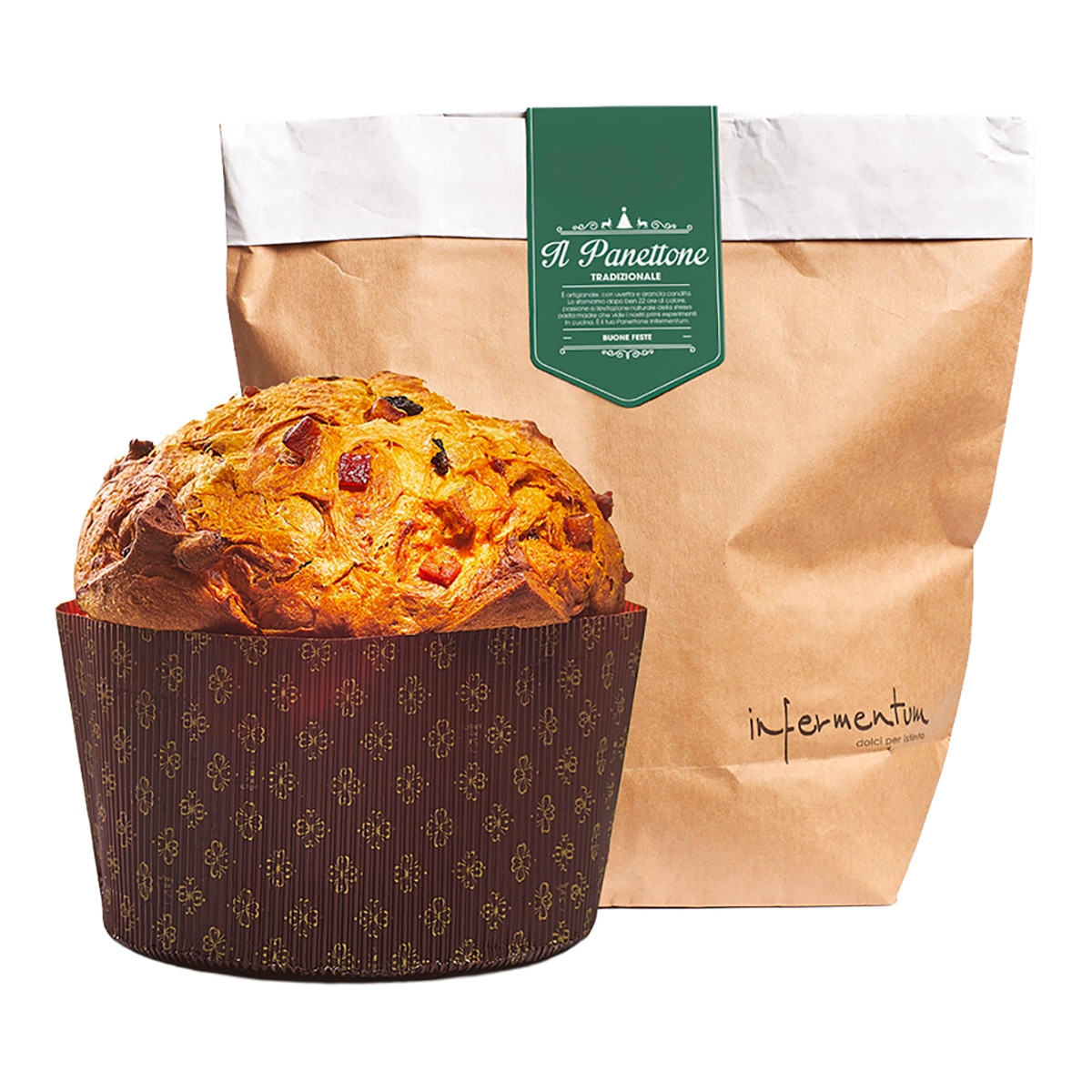 Imagen 0 de Panettone con trozos de chocolate con leche, blanco y negro al 61% Infermentum