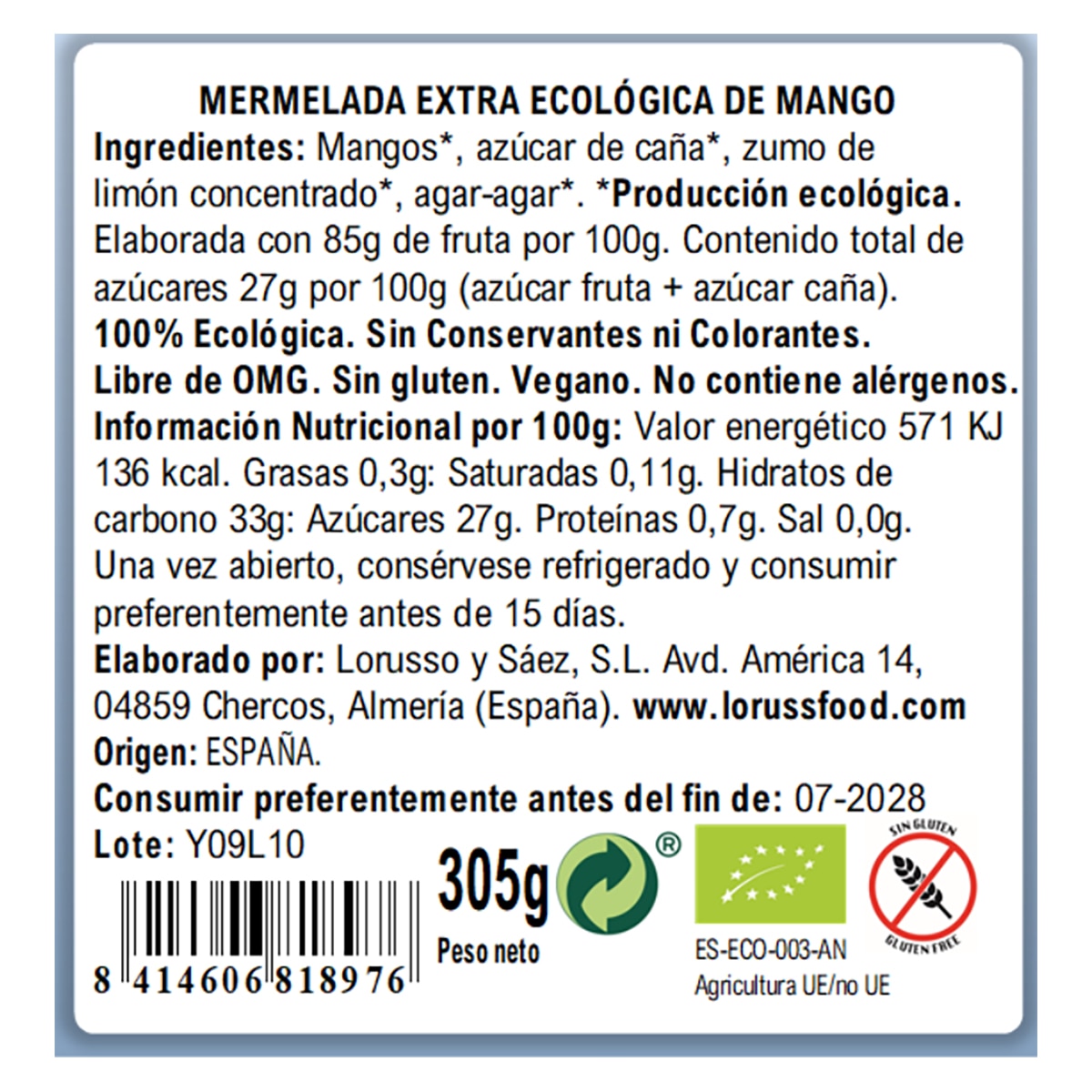 Mermelada orgánica de mango "Mango & You" Lorusso 3