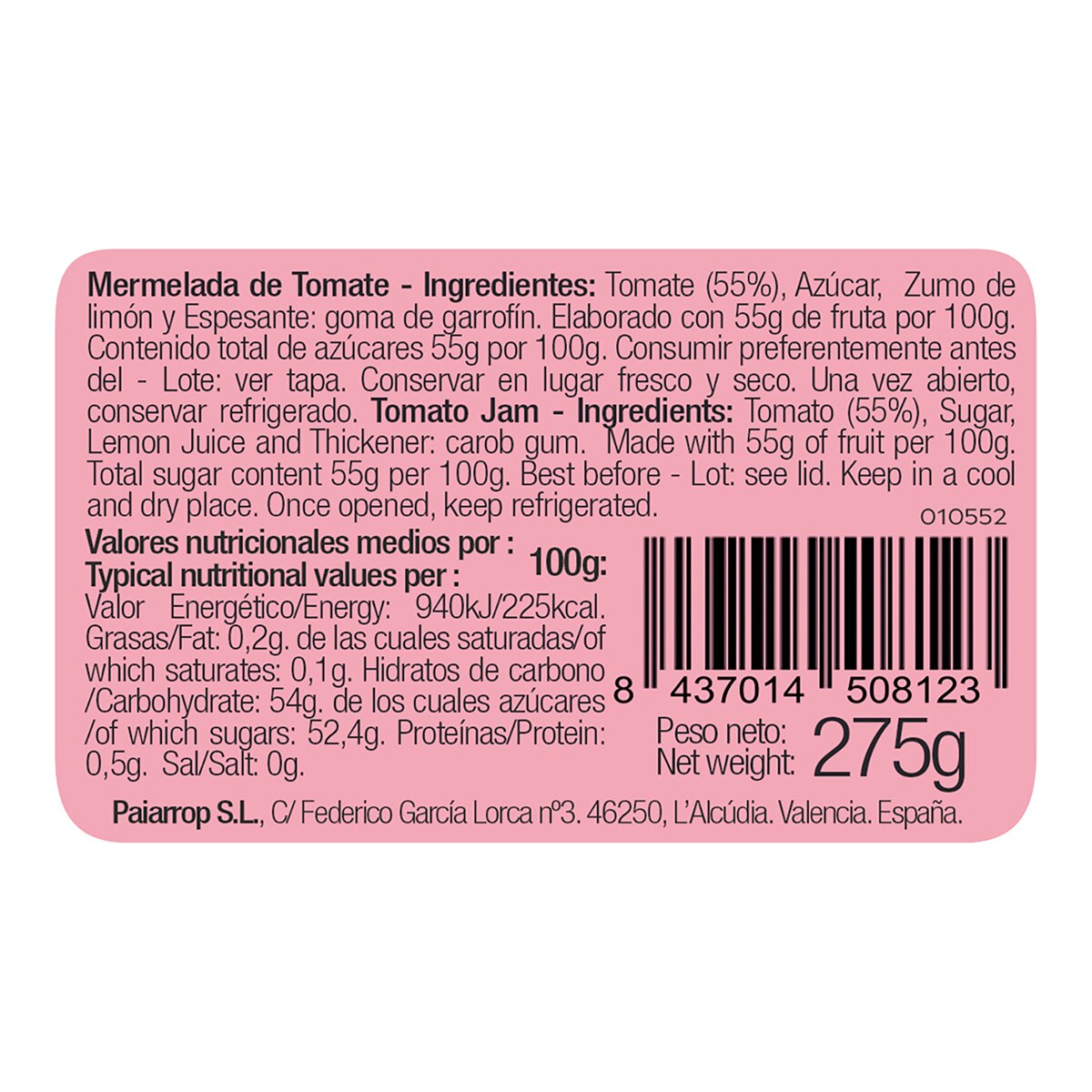Mermelada de tomate de la huerta Paiarrop 3