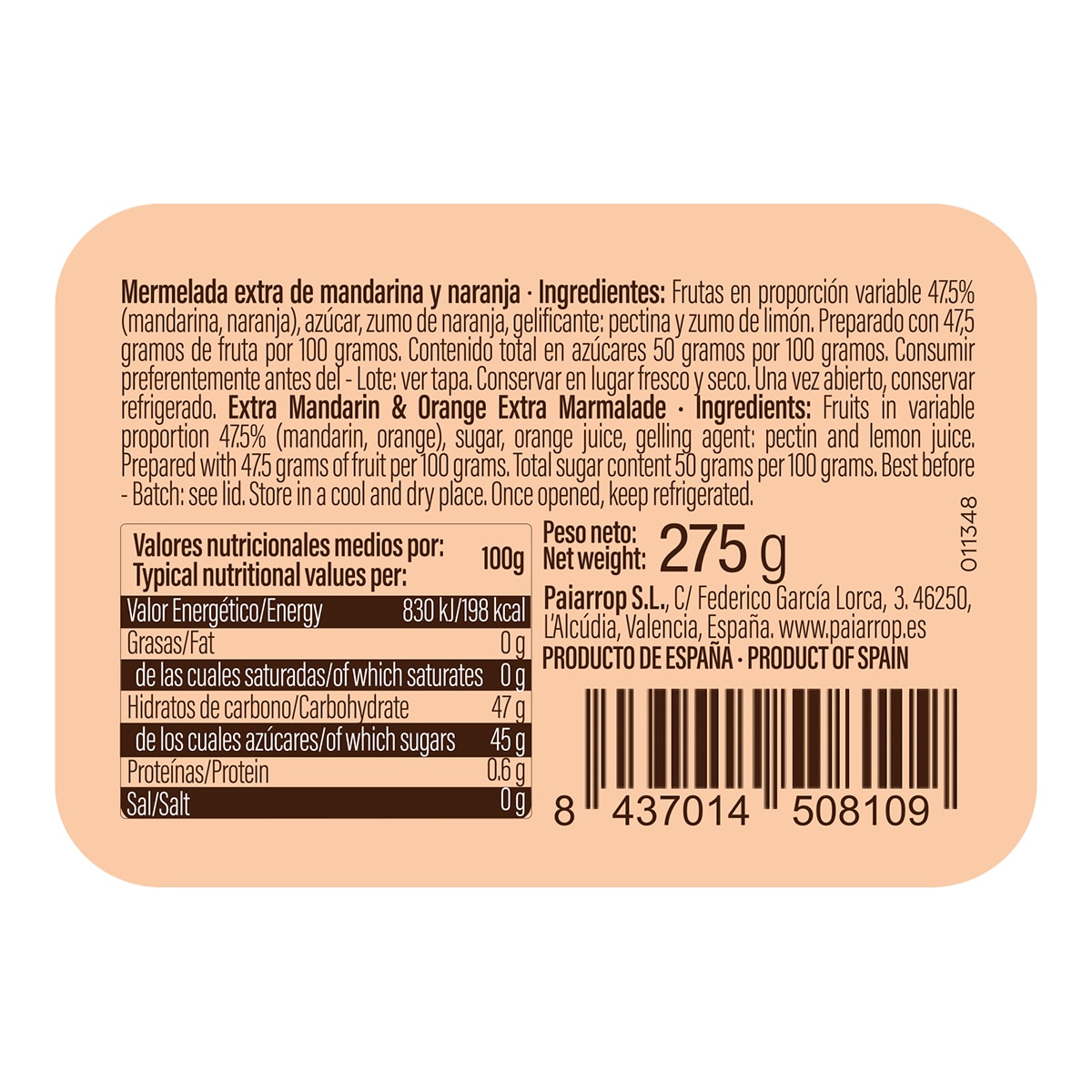 Imagen 2 de Mermelada de mandarina y naranja Paiarrop