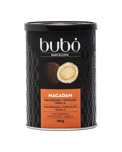 Bombones de nueces de Macadamia caramelizadas y bañadas en chocolate blanco Bubó 1