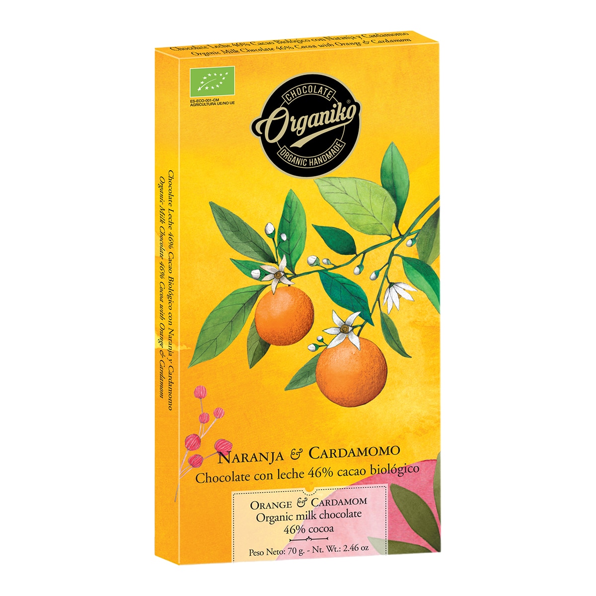 Imagen 0 de Chocolate con leche bio 36% cacao con Naranja y Cardamomo Orgániko