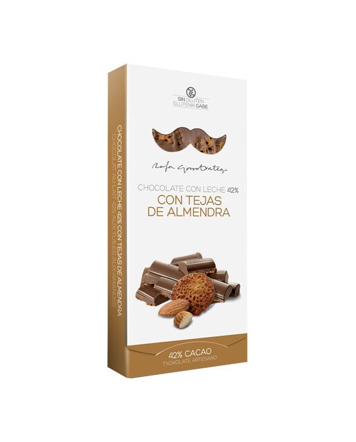 Imagen 0 de Tableta de chocolate con leche 42% con tejas de almendra Rafa Gorrotxategi