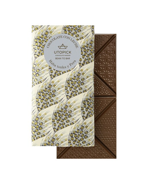 Imagen 0 de Tableta de chocolate con leche con haba tonka y pera Utopick