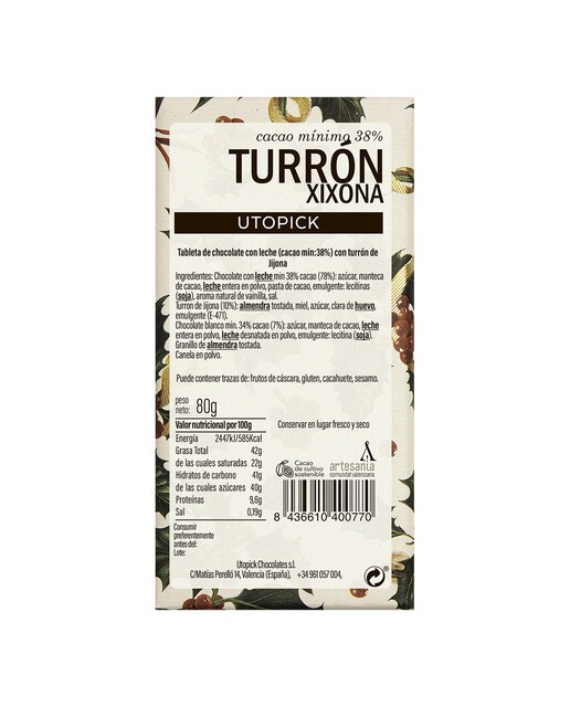 Tableta de chocolate con leche y turrón Utopick 2