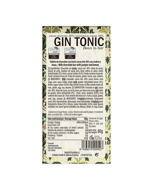 Tableta de chocolate con leche Gin Tonic Utopick 2
