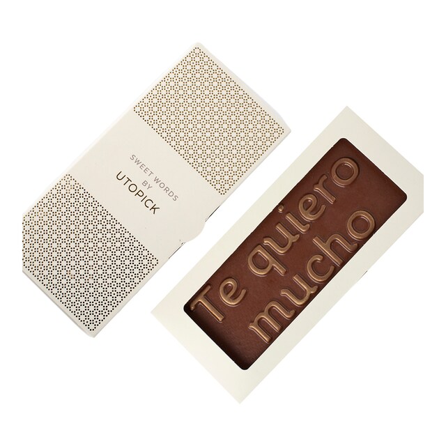Imagen 0 de Tableta de chocolate con leche y mensaje "Te quiero mucho" Utopick