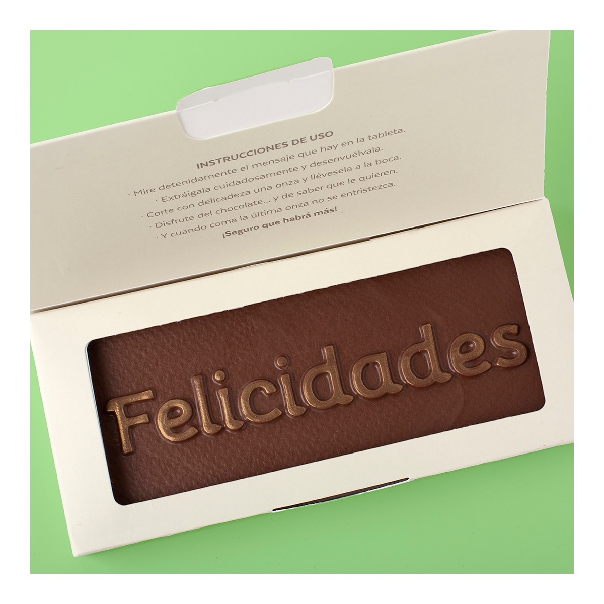 Tableta de chocolate con leche y mensaje "felicidades" Utopick 3