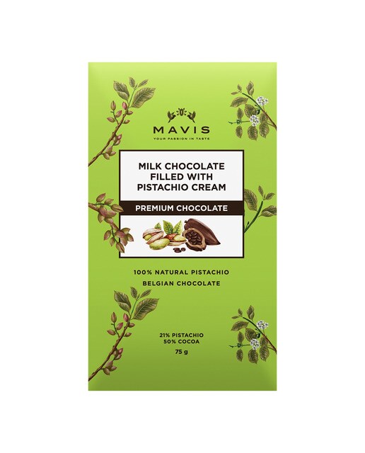 Tableta de chocolate Premium con leche rellena de crema de pistacho Mavis 3