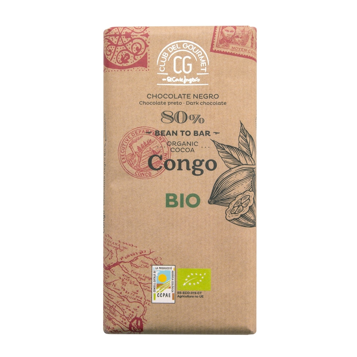 Imagen 0 de Tableta de chocolate negro ecológico 80% Congo Bio Club del Gourmet