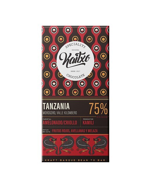 Tableta de chocolate negro 75% Bean To Bar Tanzania Kokoa Kamili Kaitxo