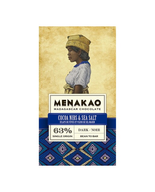 Tableta de chocolate negro 100% cacao con nibs de cacao Menakao 1