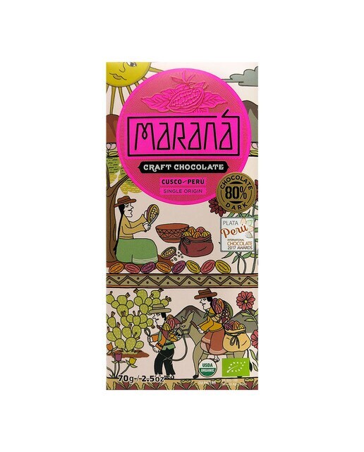 Tableta de chocolate negro artesanal Cusco/Perú 80% cacao Maraná