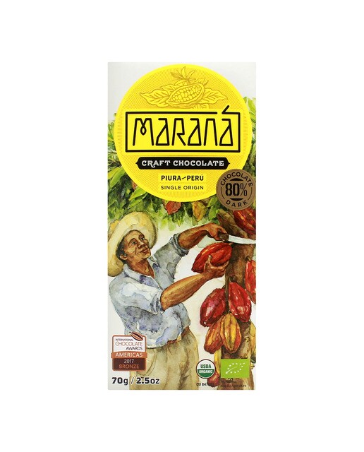 Tableta de chocolate negro artesanal Piura/Perú 80% cacao Maraná 1