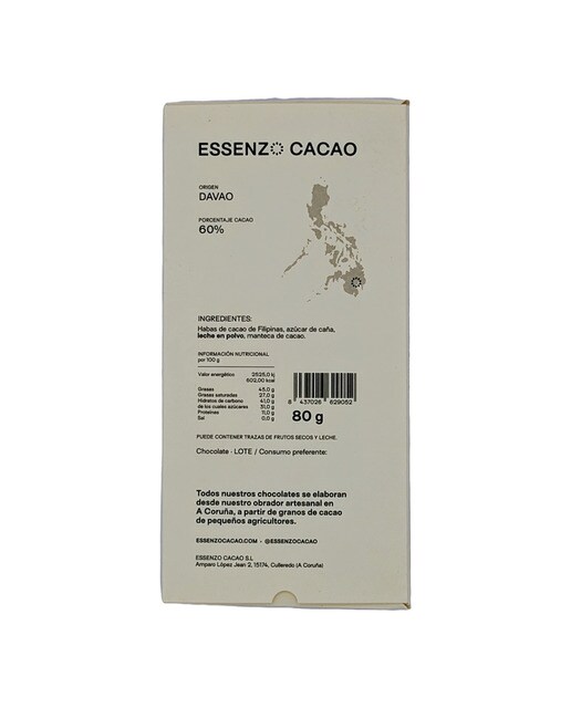 Tableta de chocolate Filipinas 60% Dark Milk Essenzo Cacao 2